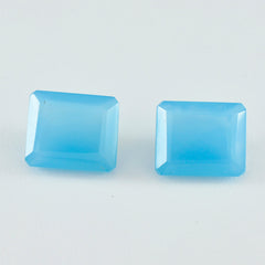 Riyogems 1PC Real Blue Chalcedony Faceted 10X12 mm Octagon Shape awesome Quality Loose Gemstone