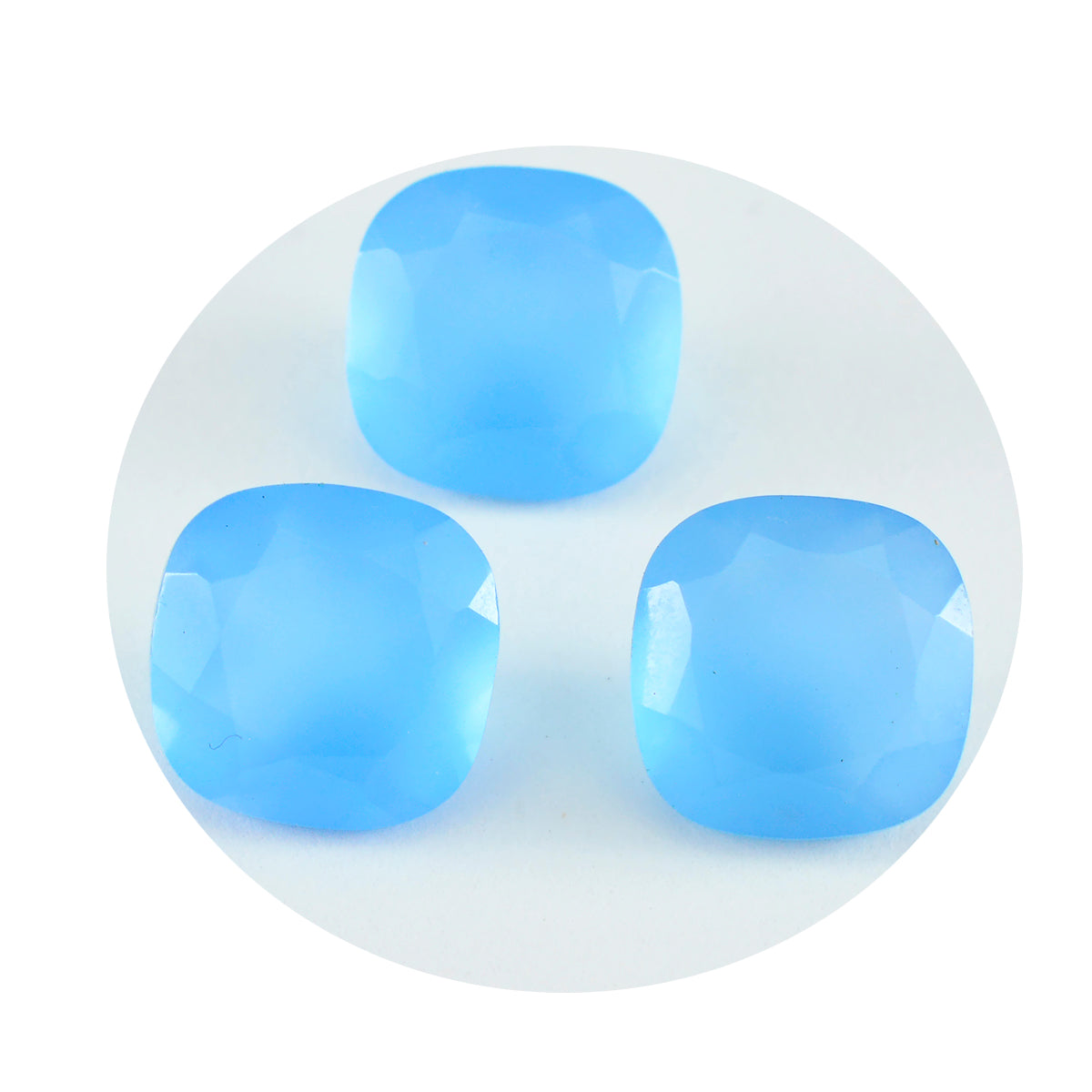 Riyogems 1PC Real Blue Chalcedony Faceted 11x11 mm Cushion Shape nice-looking Quality Gemstone
