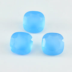 Riyogems 1PC Real Blue Chalcedony Faceted 11x11 mm Cushion Shape nice-looking Quality Gemstone