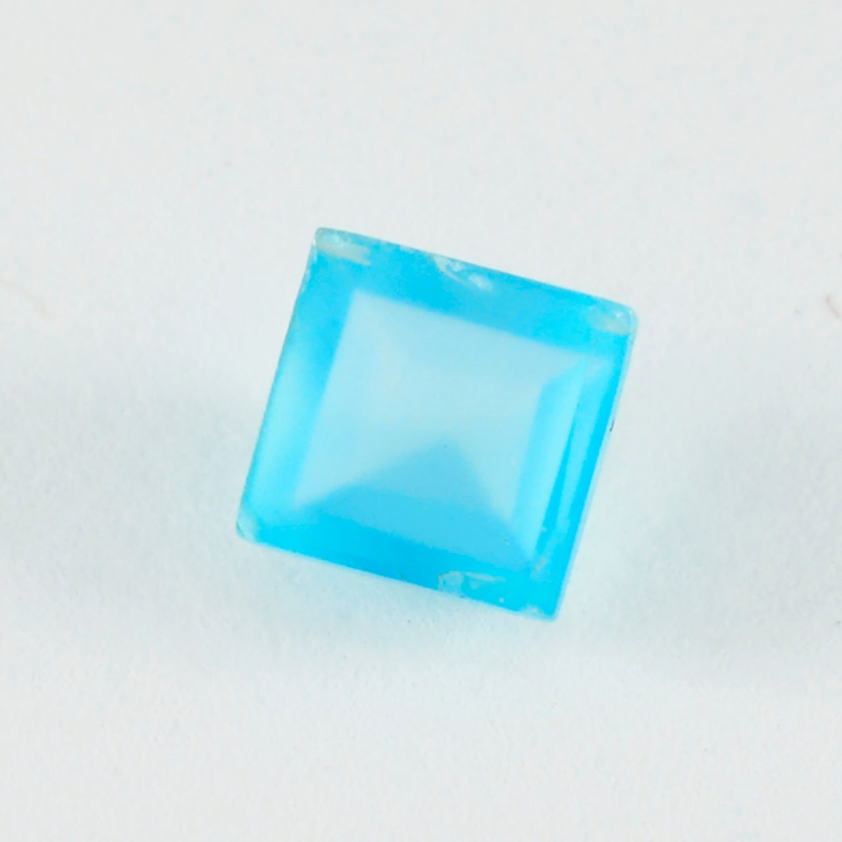 Riyogems 1PC Real Blue Chalcedony Faceted 11x11 mm Square Shape attractive Quality Gems