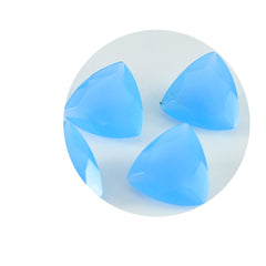 Riyogems 1PC Real Blue Chalcedony Faceted 11x11 mm Trillion Shape startling Quality Loose Gems