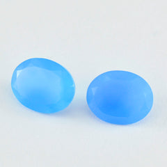 Riyogems 1PC Real Blue Chalcedony Faceted 12x16 mm Oval Shape lovely Quality Loose Gem