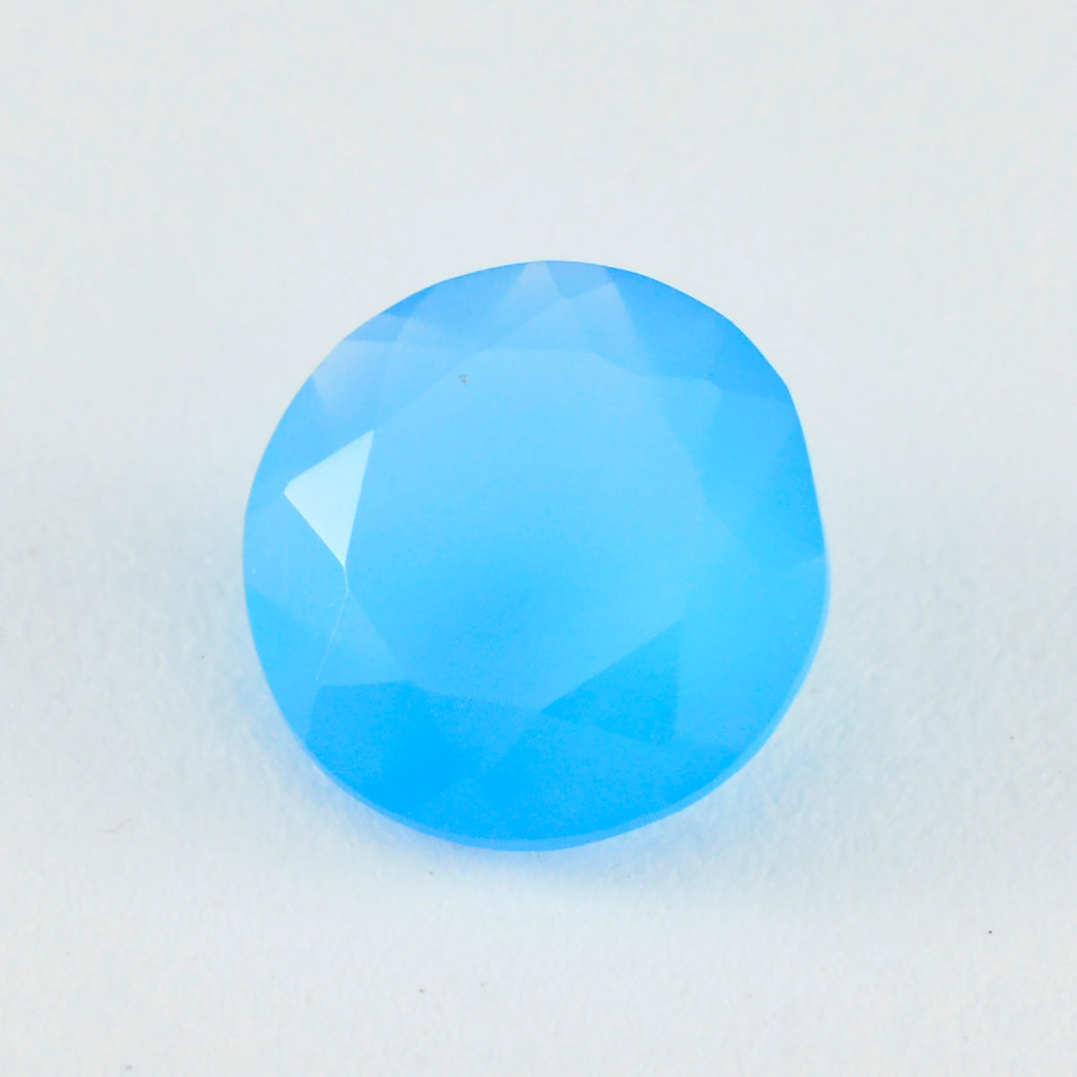 Riyogems 1PC Real Blue Chalcedony Faceted 13x13 mm Round Shape A Quality Gem