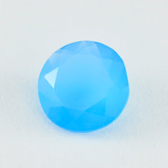 Riyogems 1PC Real Blue Chalcedony Faceted 13x13 mm Round Shape A Quality Gem