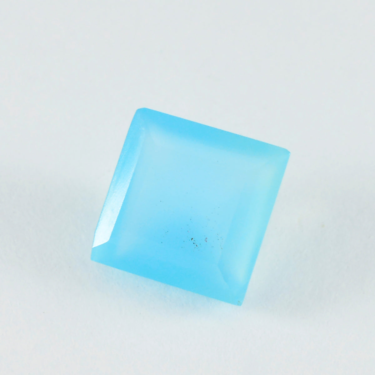 Riyogems 1PC Real Blue Chalcedony Faceted 14x14 mm Square Shape good-looking Quality Loose Gem