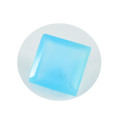 Riyogems 1PC Real Blue Chalcedony Faceted 14x14 mm Square Shape good-looking Quality Loose Gem