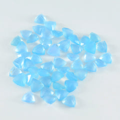 Riyogems 1PC Real Blue Chalcedony Faceted 5X5 mm Trillion Shape pretty Quality Loose Gemstone