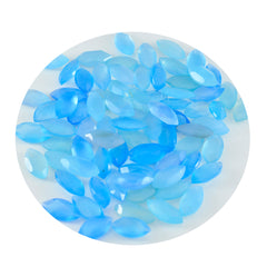 Riyogems 1PC Real Blue Chalcedony Faceted 5x10 mm Marquise Shape AAA Quality Loose Gems