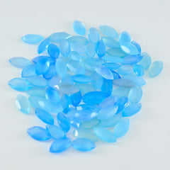 Riyogems 1PC Real Blue Chalcedony Faceted 5x10 mm Marquise Shape AAA Quality Loose Gems