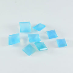 Riyogems 1PC Real Blue Chalcedony Faceted 5x5 mm Square Shape A+ Quality Gemstone