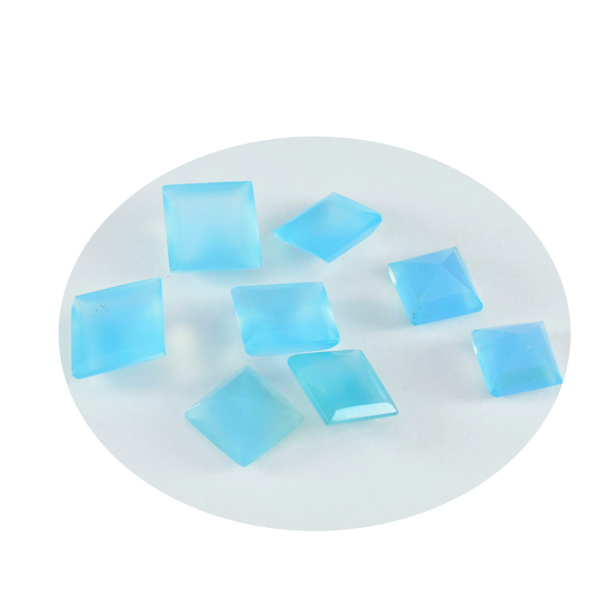 Riyogems 1PC Real Blue Chalcedony Faceted 5x5 mm Square Shape A+ Quality Gemstone