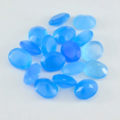 Riyogems 1PC Real Blue Chalcedony Faceted 6x8 mm Oval Shape handsome Quality Loose Stone