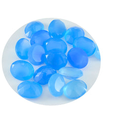 Riyogems 1PC Real Blue Chalcedony Faceted 6x8 mm Oval Shape handsome Quality Loose Stone