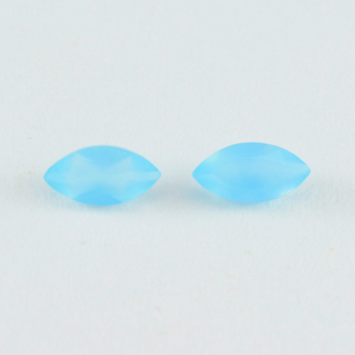 Riyogems 1PC Real Blue Chalcedony Faceted 8x16 mm Marquise Shape A1 Quality Gem