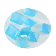 Riyogems 1PC Real Blue Chalcedony Faceted 8x8 mm Square Shape Good Quality Loose Stone