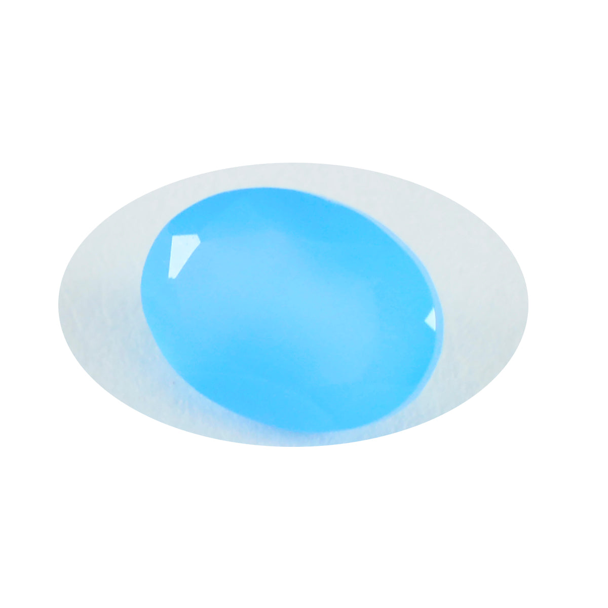 Riyogems 1PC Real Blue Chalcedony Faceted 9x11 mm Oval Shape excellent Quality Gems