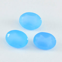 Riyogems 1PC Real Blue Chalcedony Faceted 9x11 mm Oval Shape excellent Quality Gems