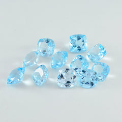 Riyogems 1PC Real Blue Topaz Faceted 5x5 mm Cushion Shape awesome Quality Loose Gems