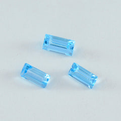 Riyogems 1PC Real Blue Topaz Faceted 6x12 mm Baguette Shape great Quality Loose Gemstone