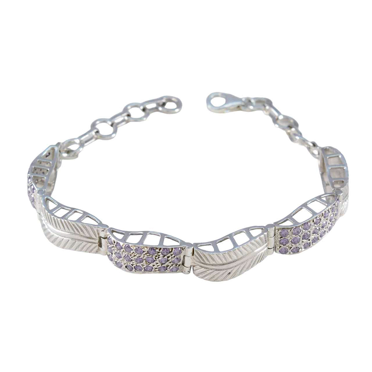 Riyo complete 925 sterling zilveren armband voor dames Amethist armband bezel setting armband met schakel bedelarmband L maat 6-8,5 inch.