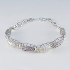riyo braccialetto completo in argento sterling 925 per donna braccialetto con ametista braccialetto con castone con braccialetto a maglie con ciondolo misura l 6-8,5 pollici.