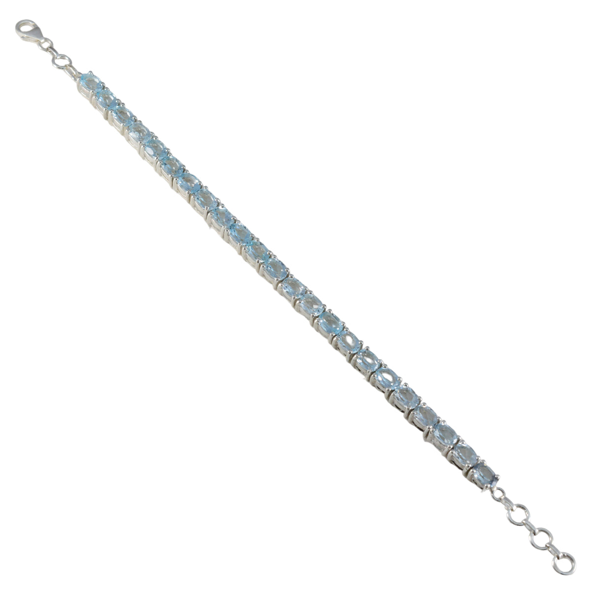 Riyo Entzückendes 925er Sterlingsilber-Armband für Damen, blaues Topas-Armband, Tennis-Armband mit Box, mit Tennis-Armband, Größe L, 15,2–21,6 cm.