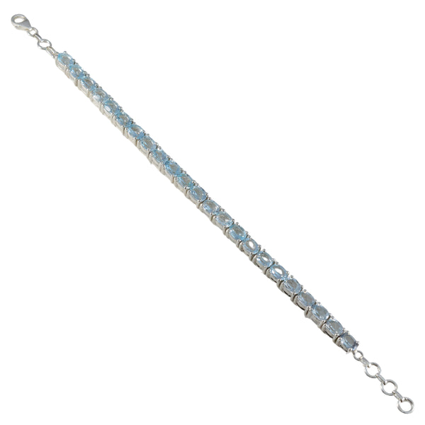 Riyo Adorable 925 Sterling Silver Bracelet For Women Blue Topaz Bracelet Tennis Bracelet with Box With Tennis Bracelet L Size 6-8.5 Inch.