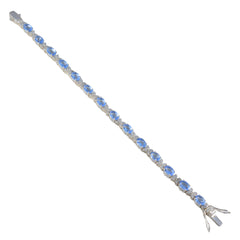 riyo charmiga 925 sterling silver armband för kvinnor blå topas armband stift inställning armband med låda med tunga tennis armband l storlek 6-8,5 tum.