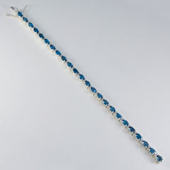 riyo attrayant bracelet en argent sterling 925 pour femme bracelet topaze bleue bracelet à griffes avec boîte avec languette bracelet de tennis taille L 6-8,5 pouces.