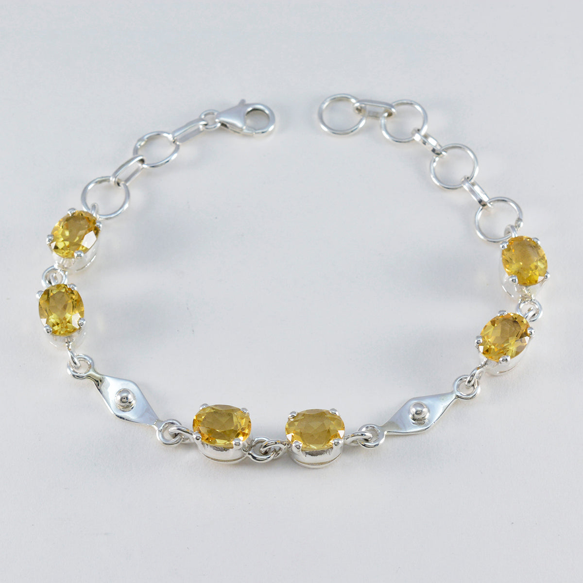 Riyo personnalisé 925 bracelet en argent sterling pour femme bracelet citrine bracelet à sertir avec hameçon bracelet à maillons l taille 6-8,5 pouces.