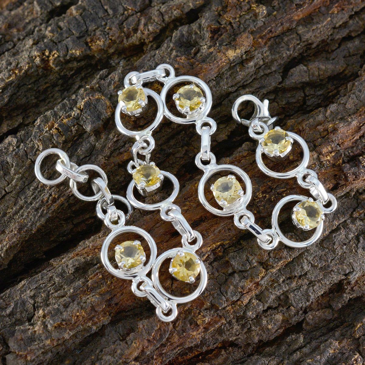 braccialetto riyo indiano in argento sterling 925 da donna braccialetto con citrino braccialetto con montatura a punta con braccialetto con ciondolo a forma di amo da pesca misura l 6-8,5 pollici.