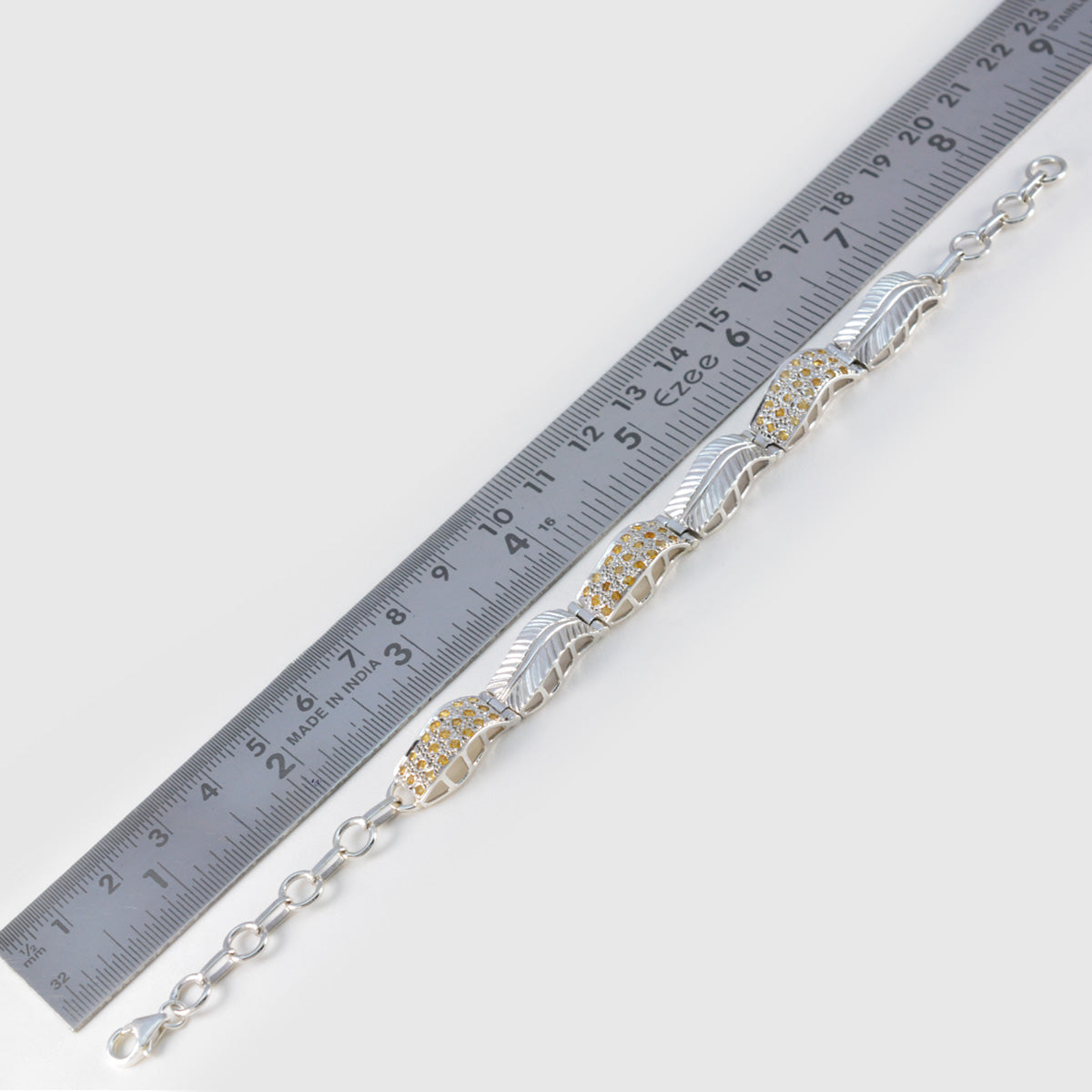 riyo indiskt 925 sterling silver armband för kvinnor citrin armband bezel inställning armband med fiskkrok länk charm armband l storlek 6-8,5 tum.