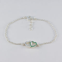 Riyo Wholesale 925 Sterling Silver Bracelet For Womens Emerald CZ Bracelet Bezel Setting Bracelet with Spring Ring Charm Bracelet L Size 6-8.5 Inch.