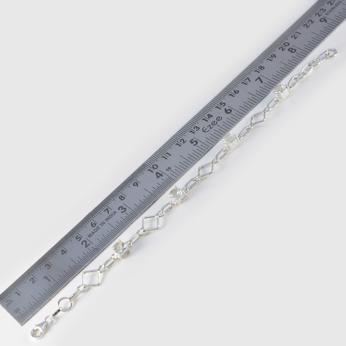 Riyo Schillerndes 925er-Sterlingsilber-Armband für Mädchen, grünes Amethyst-Armband, Krappenfassung-Armband mit Fischhaken-Gliederarmband, Größe L: 15,2–21,6 cm.