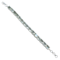 Браслет Riyo Dazzling из стерлингового серебра 925 пробы для девочек, браслет с зеленым аметистом, браслет с зубцами, браслет с рыбным крючком, теннисный браслет, размер l, 6-8,5 дюймов.