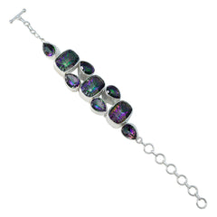 Riyo Superb 925 Sterling Silber Armband für Damen, Multi-Armband, Lünettenfassung, Armband mit Knebel-Charm-Armband, Größe L, 15,2–21,6 cm.