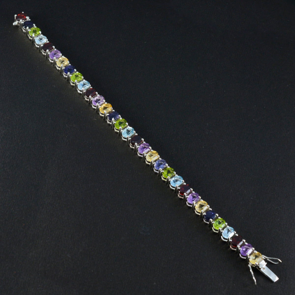 Riyo Bestes 925er-Sterlingsilber-Armband für Damen, Multi-Armband, Krappenfassung, Armband mit Box, mit Zungen-Tennis-Armband, L, Größe 15,2–21,6 cm.