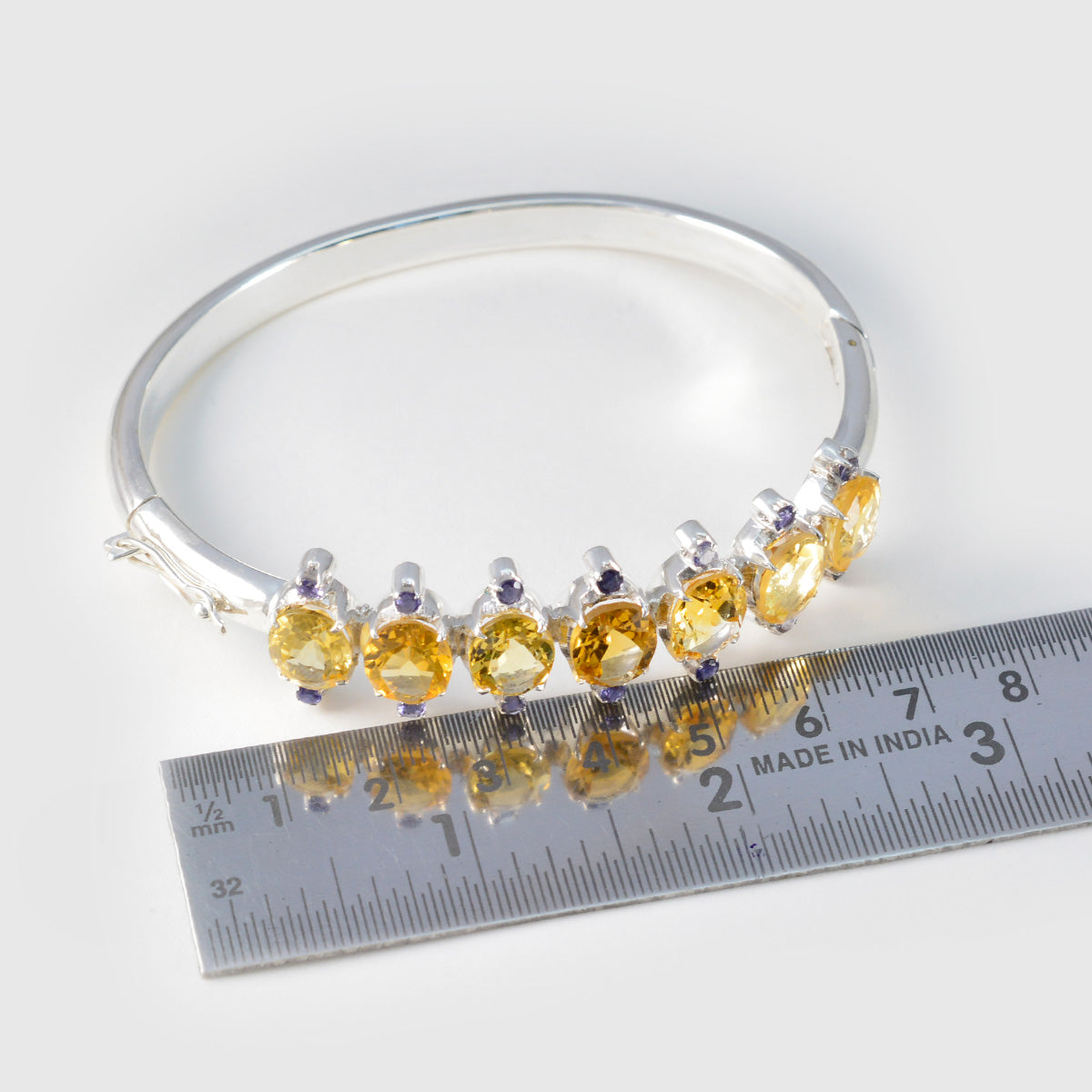 braccialetto riyo totale in argento sterling 925 per donna braccialetto multiplo con montatura a griffe braccialetto rigido misura l 6-8,5 pollici.