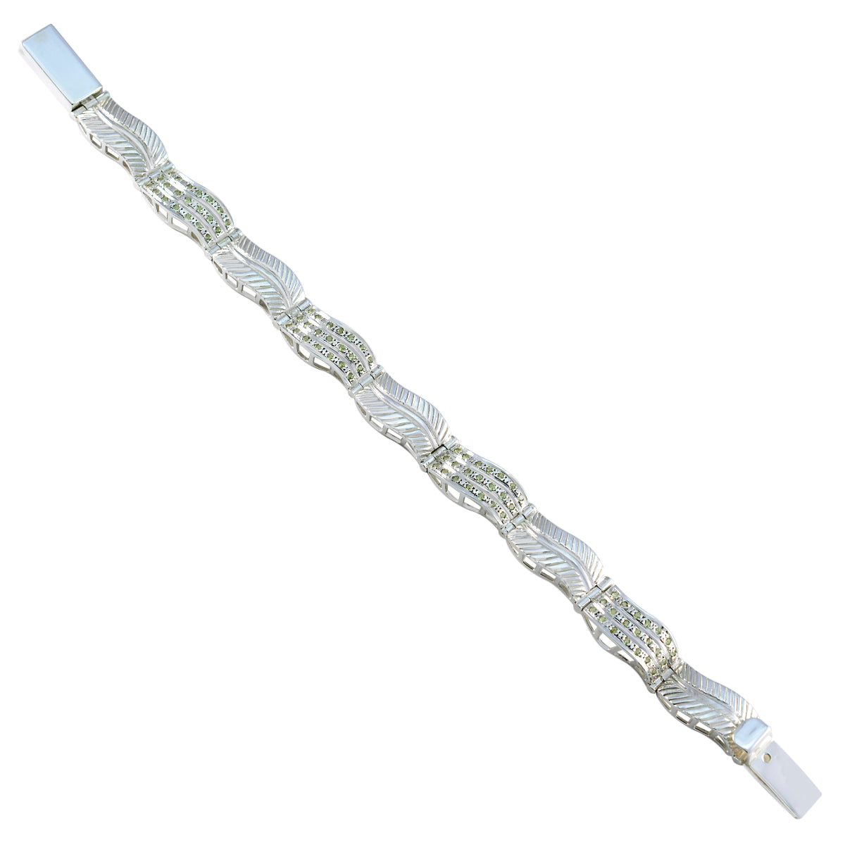 Riyo Manufacturer 925 Sterling Silver Bracelet For Girl Peridot Prong Setting Bracelet with Box With Tongue Tennis Bracelet L Size 6-8.5 Inch.