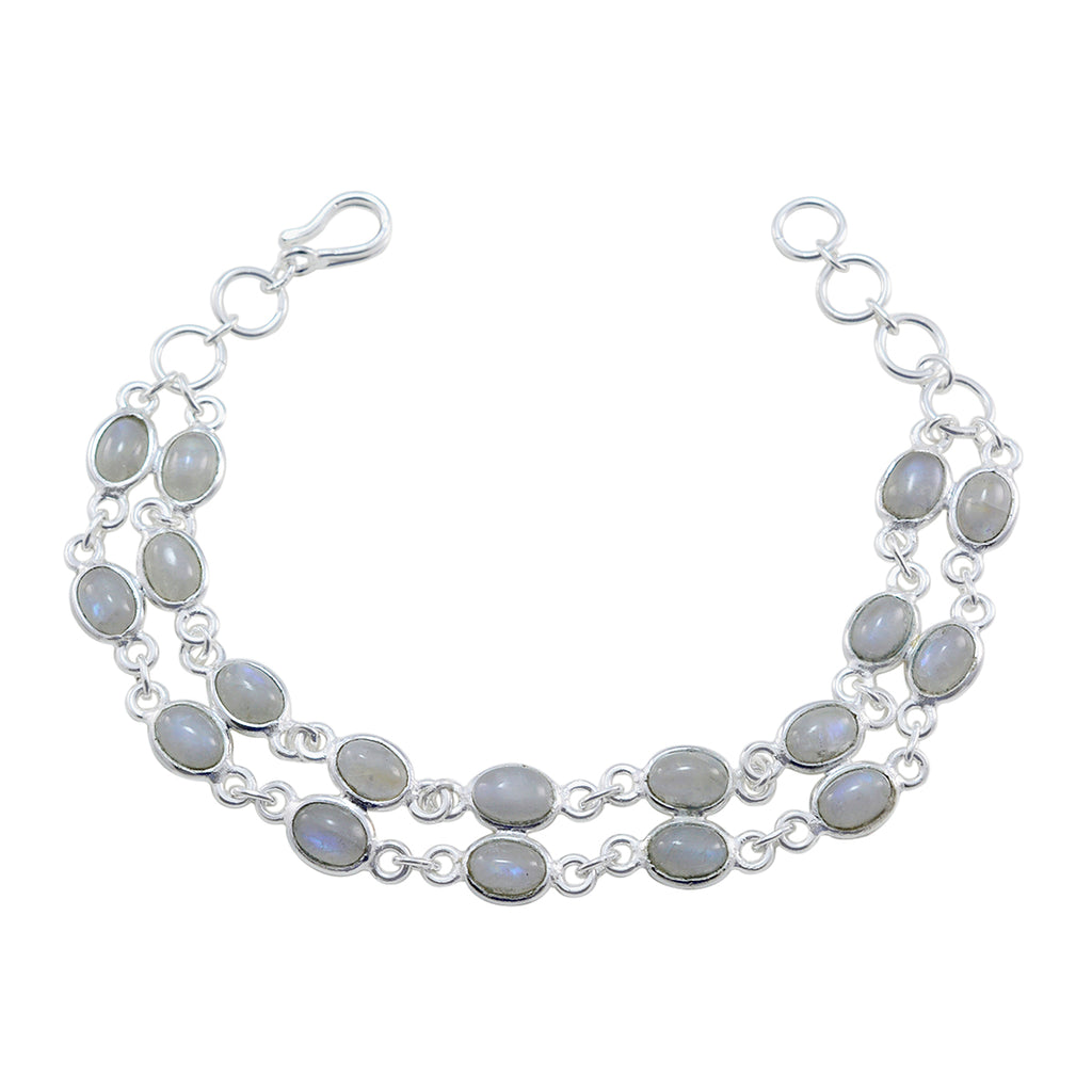 Rainbow Moonstone Genuine Gemstone 925 Sterling Silver Bracelet B4495 - Etsy
