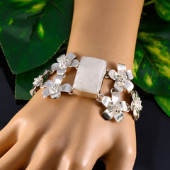 Riyo Perfect 925 Sterling zilveren armband voor dames Regenboog Maansteen Armband Bezel Setting Armband met Toggle Charm Armband L Maat 6-8,5 Inch.