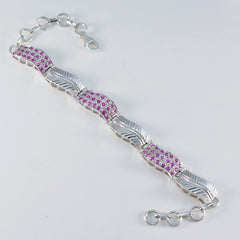 Riyo Mooie 925 Sterling Zilveren Damesarmband Ruby CZ Armband Bezel Setting Armband Link Bedelarmband L Maat 6-8,5 Inch.