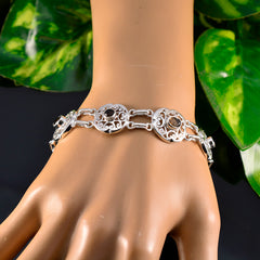 riyo raro braccialetto in argento sterling 925 per ragazze braccialetto al quarzo fumé braccialetto con castone con braccialetto con ciondolo a ginocchiera misura l 6-8,5 pollici.