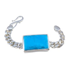 Riyo Mature 925 Sterling Silver Bracelet For Women Turquoise Bracelet with S Hook Charm Bracelet L Size 6-8.5 Inch.