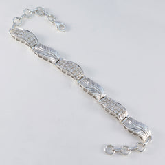 Очаровательный браслет riyo из стерлингового серебра 925 пробы для девочек, белый браслет с цирконием, безель, браслет с рыбьим крючком, браслет l, размер 6-8,5 дюйма.