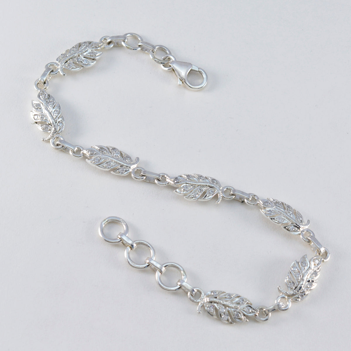 Riyo Attractive 925 Sterling Silver Bracelet For Girl White CZ Bracelet Bezel Setting Bracelet Bangle Bracelet L Size 6-8.5 Inch.