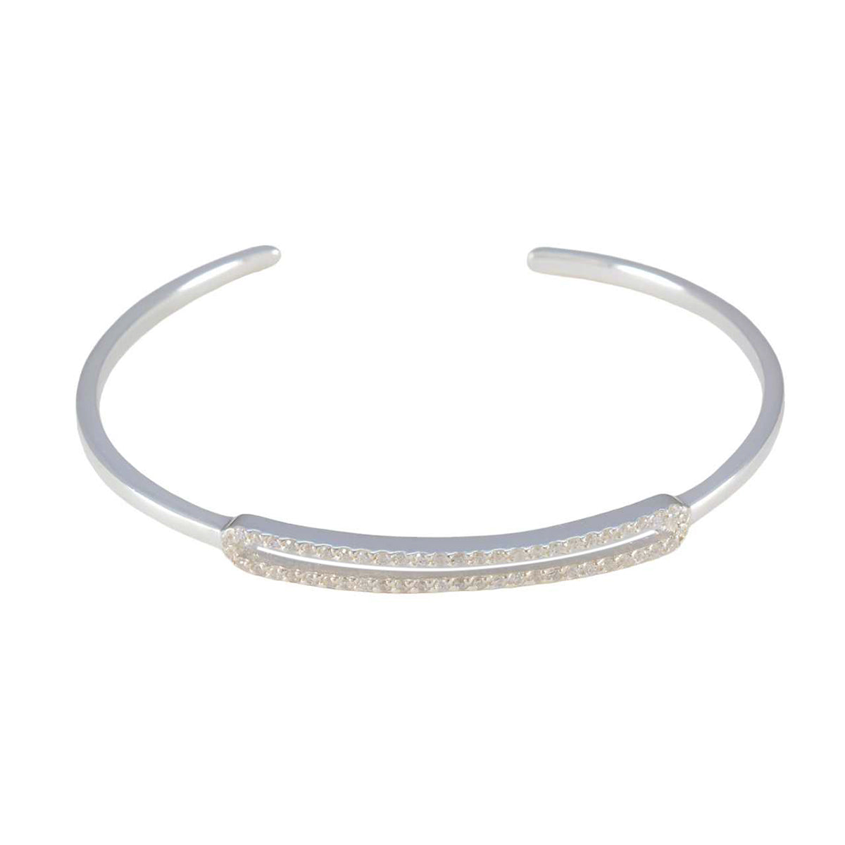 Riyo Beautiful 925 Sterling Silver Bracelet For Womens White CZ Bracelet Bezel Setting Bracelet Bangle Bracelet L Size 6-8.5 Inch.