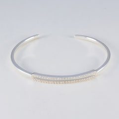 Riyo Beautiful 925 Sterling Silver Bracelet For Womens White CZ Bracelet Bezel Setting Bracelet Bangle Bracelet L Size 6-8.5 Inch.