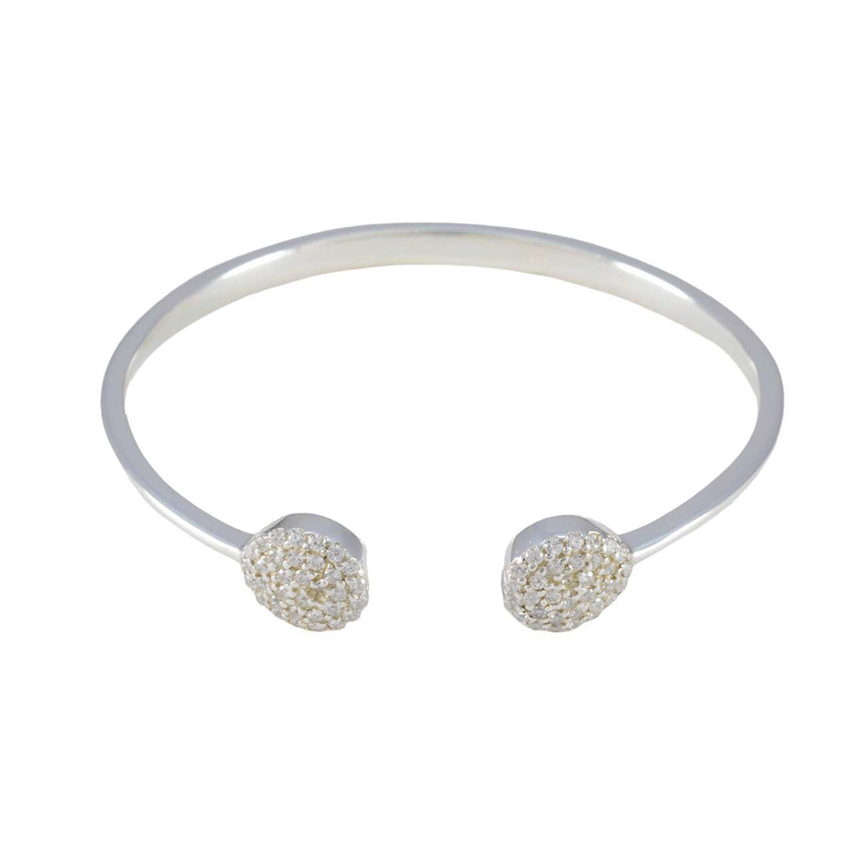 Riyo Best 925 Sterling Silver Bracelet For Girls White CZ Bracelet Bezel Setting Bracelet Bangle Bracelet L Size 6-8.5 Inch.