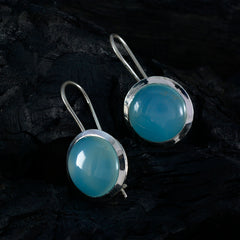 Riyo Winsome 925 Sterling Silver Earring For Women Aqua Chalcedony Earring Bezel Setting Blue Earring Dangle Earring